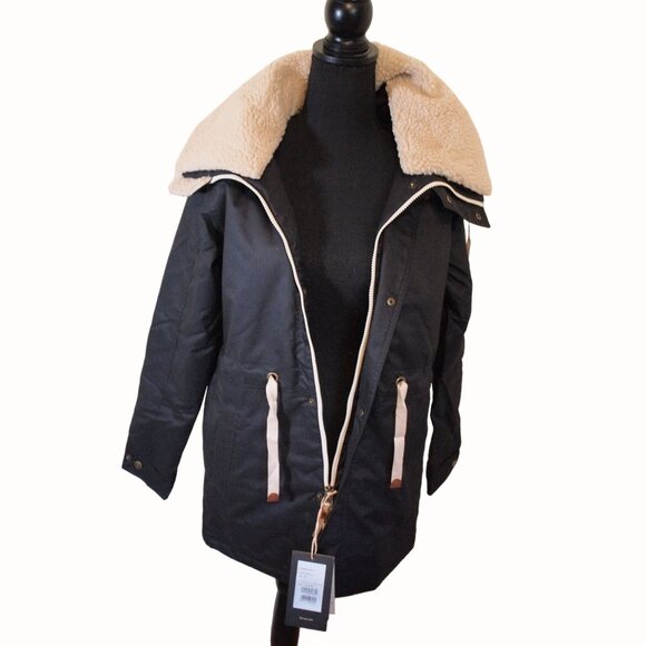 Burton Hazelton Hooded Jacket Womens Sherpa Fleece Collar True Black Size XS - Picture 3 of 13